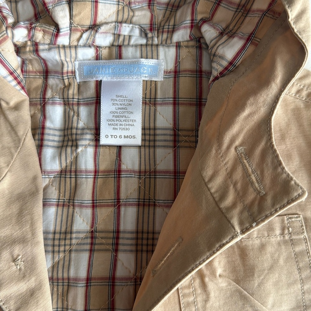 Janie and Jack Khaki-Tan Cotton Utility Jacket Parka Jacket 0-6 Months - Picture 2 of 7